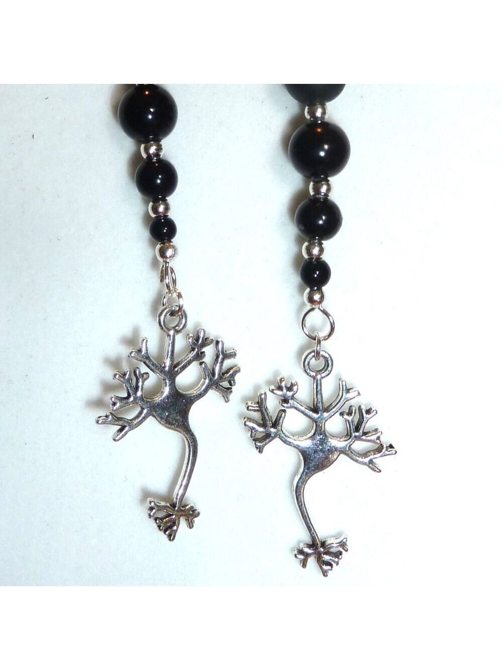No 993 Handmade earrings with Tibetan silver charms and polished stones